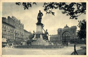 Budapest VII. Keleti pályaudvar, Baross szobor, Photo-Matik üzlet, gyógyszertár (kis szakadás / small tear)