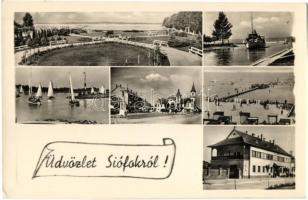 Siófok - 2 db MODERN városképes lap, hajóállomás, posta / 2 MODERN town-view postcards, ship station...