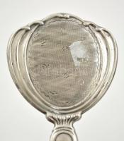 Ezüst(Ag) tükör, csiszolt üveggel, jelzett, 11x6 cm, bruttó:  18,7 g