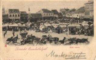 1899 Szombathely, Heti vásár, piac, Weiner József, Deutsch József és Társa üzletei, Apfel H. C. kiadása (EM)