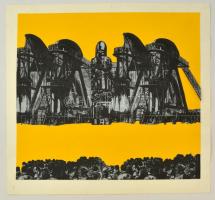 Tábori Csaba (1960 - ): 2 db I. évfolyamos typo-grafika, papír, egyik hátul jelzett, 40×28 cm, 37×39...