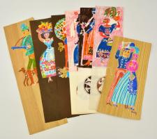 Pekáry jelzéssel: 7db vegyes technikájú rajz, papíron, 52×13 cm