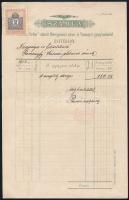 1913 Esztergom, Az esztergomi Fekete Sashoz címzett gyógyszerár kitöltött fejléces számlája, 2f okmánybélyeggel