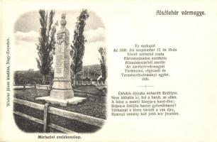 Miriszló, Miraslau; A miriszlói csata emlékoszlopa, Winkler János kiadása / monument (EK)