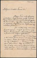 Bors Károly (1880 - 1973) festő, iparművész saját kézzel írt levele
