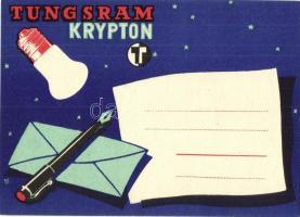 Tunsgram Krypton reklámlap / Tunsgram lightbulb advertisement card