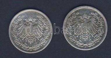 Német Birodalom/Császárság 1905A 1/2M Ag + 1905D 1/2M Ag T:3+
