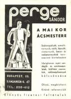 Penge Sándor a mai kor ácsmestere. Budapest, Damjanich u. 47. reklámlap / Hungarian carpenter advertisement s: Gebhardt