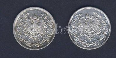 Német Birodalom/Császárság 1915D 1/2M Ag T:1/2 + 1917A 1/2M Ag T:2-/3+