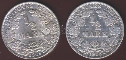 Német Birodalom/Császárság 1906D 1/2M Ag + 1906E 1/2M Ag T:3+