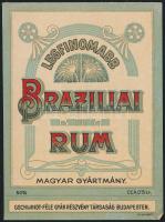 cca 1910 Legfinomabb Braziliai Rum, Gschwindt-féle Gyár Rt., Globus, 10x7,5 cm