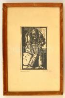 Gy. Szabó Béla (1905-1985): Harmonika. Fametszet, papír, jelzett, üvegezett keretben, 16×10 cm