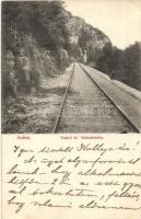 1915 Anina, Stájerlakanina, Steierdorf; Bahnstrecke / Vasúti út, vasútvonal. Hollschütz F. kiadása / railway line, road (EK)