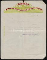 1924 Gizella Vegyi Ipari Művek Rt. díszes fejléces levele, kis szakadással, 29,5x23 cm