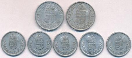 1941-1944. 1P Al (5x) + 2P Al (3x) mindegyik hamis koronás címer ellenjeggyel (fake countersings) T:...
