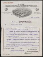 1923 Magyar Ruggyantaárugyár Rt. díszes fejléces számla, 30x22 cm