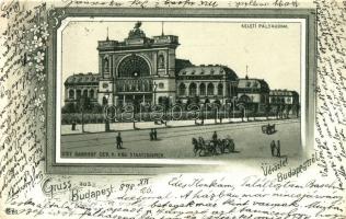 1898 Budapest VII. Keleti pályaudvar, floral Art Nouveau litho (EK)