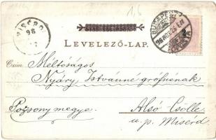 1898 Budapest VII. Keleti pályaudvar, floral Art Nouveau litho (EK)