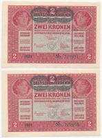 1917. 2K (2x) mindkettő "Deutschösterreich" felülbélyegzéssel és hamis "IV. Sz. Vörös...