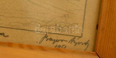 Bajor Ágost (1892-1958): Szent-Tamási kápolna. Ceruza, papír, jelzett, üvegezett keretben, 19×13 cm