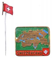Svájc DN Svájc zászlaját ábrázoló zománcozott kitűző (11mm) + Svájc térképét ábrázoló festett, fém felvarró (botjelvény?) (29x35mm) T:2,2- Switzerland ND Enamelled pin depicting the flag of Switzerland (11mm) + Painted, metal patch (stick badge?) depicting the map of Switzerland (29x35mm) C:XF,VF