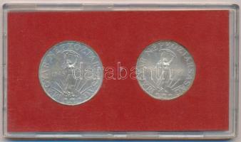 1970. 50Ft Ag + 100Ft Ag "Felszabadulás" pár, eredeti MNB plasztiktokban (piros) T:BU