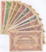 1946. 11db-os vegyes magyar adópengő bankjegy tétel, közte több hamis felülbélyegzéssel, és 1db fordított címerrel (fake overprint) T:III,III-