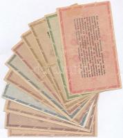1946. 11db-os vegyes magyar adópengő bankjegy tétel, közte több hamis felülbélyegzéssel, és 1db ford...