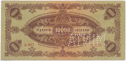 1945. 10.000P "MNB" bélyeggel, hamis "MINTA" perforációval (fake SPECIMEN perfor...