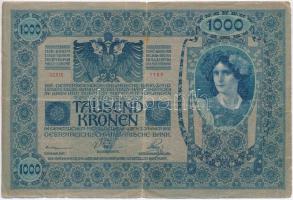 1902. 1000K áthúzott, hamis piros "Magyarország" körbélyegzővel és a hamis körbélyegzőről ...