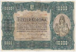 1920. 10.000K "Orell Füssli Zürich" piros sorozat- és sorszámmal T:III restaurált Adamo K41