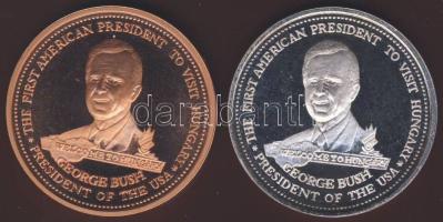 1989. "Bush" Br + Ff emlékérem pár T:PP Eredeti díszdobozban!