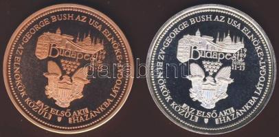 1989. "Bush" Br + Ff emlékérem pár T:PP Eredeti díszdobozban!