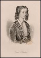 Emma von Staudach (1834-1862) zongorista portréja, acélmetszet, papír, jelzett, paszpartuban, 21×17 ...