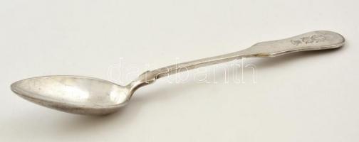 Ezüst(Ag) monogramos, koronás teáskanál, jelzett, h: 16 cm, nettó: 202 g
