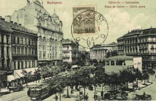 Budapest VIII. Kálvin tér, villamos, Neuman László üzlete, TCV card (EK)