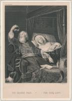 Die kranke Frau / The Sick Lady, a beteg hölgy és az orvos, acélmetszet, papír, jelzett, paszpartuban, 18,5×12,5 cm