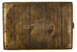 Ezüst (Ag.) cigarettatárca, sérült zománc díszítéssel, 7,5×11 cm, nettó:148 g