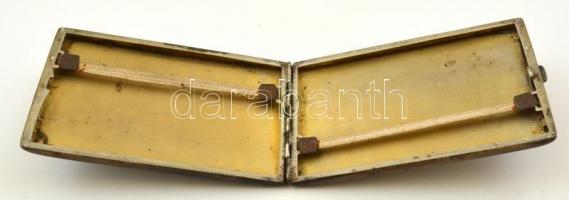 Ezüst (Ag.) cigarettatárca, sérült zománc díszítéssel, 7,5×11 cm, nettó:148 g