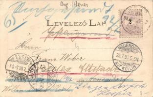 1898 Eger, Látkép, Líceum, Székesegyház, Érseki rezidencia, Ferencrendiek temploma, floral Art Nouve...