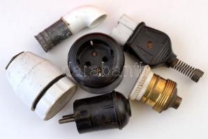 Porcelán és bakelit villany szerelési anyagok az 1940-es évekből, 50 db