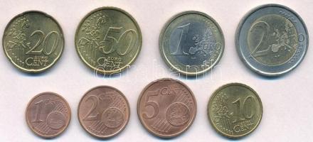 Olaszország 2002. 1c-2E (8xklf) forgalmi sor T:1-,2 Italy 2002. 1 Cent - 2 Euro (8xdiff) coin set C:AU,XF