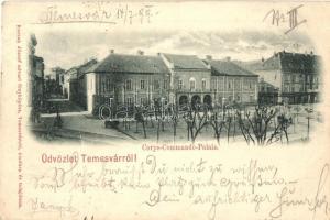 1899 Temesvár, Timisoara; Hadtestparancsnokság palotája. Kossak József fényképész kiadása / Corps-Commando Palace (Rb)