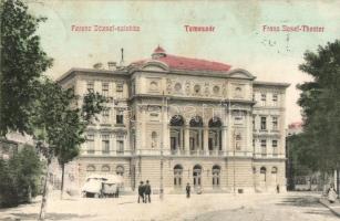 Temesvár, Timisoara; Ferenc József színház, Herczig Sándor üzlete / theatre, shops