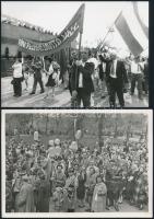 cca 1959 14 db szocreál fotó, közte Kádár János, máj 1-i felvonulás, pártkongresszus, 9x12 és 23x18 cm közti méretben
