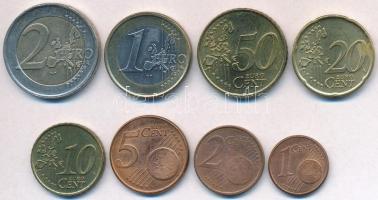 Hollandia 2000-2002. 1c-2E (8xklf) forgalmi sor T:1-,2 Netherlands 2000-2002. 1 Cent - 2 Euro (8xdiff) coin set C:AU,XF