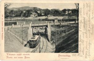 Budapest II. Hűvösvölgy, Villamos vasút részlet. Divald Károly 306. (EK)