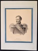 cca 1830 I. Miklós orosz cár, litográfia, papír, jelzett, paszpartuban, 30×24 cm /

cca 1830 Nicho...