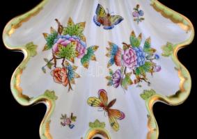 Herendi Viktória mintás hármas kínáló, Koi hal figurával a közepén, kopott aranyozás, jelzett, 44×40...