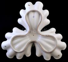 Herendi Viktória mintás hármas kínáló, Koi hal figurával a közepén, kopott aranyozás, jelzett, 44×40...